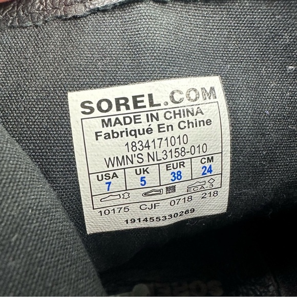 Sorel Emilie Ankle Boot 7 Black Patent Leather Bootie Womens Zip Up Waterproof - Picture 5 of 6